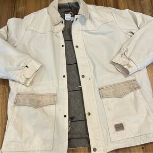 Vtg Walls Western Wear Jacket Barn Chore Blanket Lined Canvas Duster 90s USA XL
